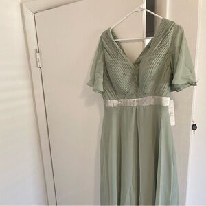 Sage green bridesmaids dress floor length
